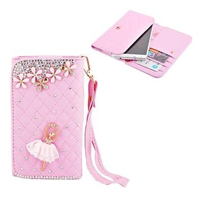 Elonbo Diamond Grain Dancing Girl Diamond Leather Wallet Full Body Cover for iPhone 6 Plus