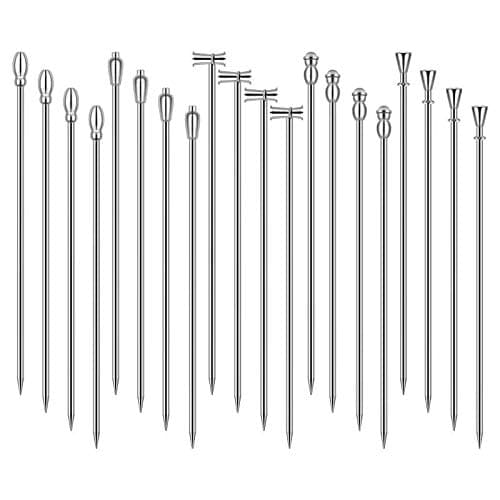 Cocktail Picks Stick 20Pcs Toothpicks Stainless Steel Reusable Martini Olive for Bar Barbecue Fruit Bloody Mary Drink
