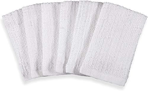SOFINNI White 100% Cotton Washcloths, Carry-on, Durable Lightweight Commercial Grade and Ultra Absorbent Wash Cloth, Dish Rag Cloths Towels, Tea Kitchen Towel Washcloth (12" x 12" (5 Pack))