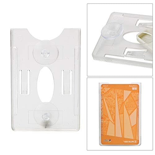 Fastener & Clip for Windshield Glass Tag Durable Card Sleeve ID IC Card Holder Sucker Card Holder Interior Accessories - (Color Name: with Suction Cup)
