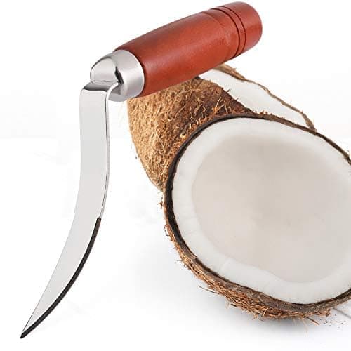 Coconut Tool - Meat Remover With Durable Wooden Handle, Stainless Steel Opener Scraper Knife - Kitchen Accessories
