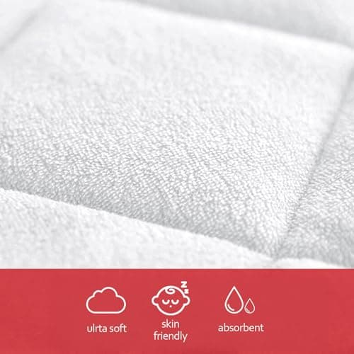 Changing Pad Liner Waterproof, Non-Slip Back Design Bamboo Terry Thick Cushion 3 Count (15"X26.5", White), Washable and Reusable Changing Mats, Bassinet Mattress Pad Liner