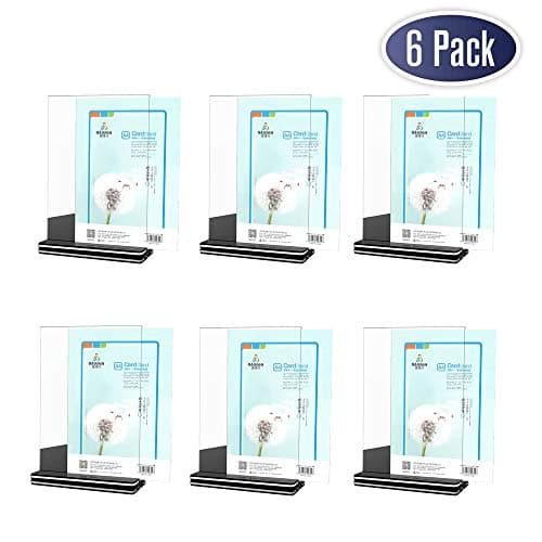 Mavicen Acrylic Sign Holder 4 x 6 Inch, Double Sided Table Sign Display Holder,  Portrait Style Menu Ad Frame, for Restaurants, Promotions, Photo Frames, Classroom, Office, Store (6 Pack) 