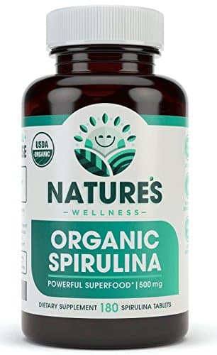 USDA Organic Spirulina Tablets - Non-GMO Green Superfood Supplement: 3000mg of Fresh Blue Green Algae, Vegan, Gluten Free, Sustainably Grown, Pesticides Free and Non-Irradiated, 500mg per Tablet, 180'
