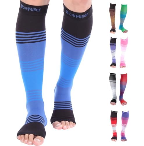 Doc Miller Premium Calf Compression Sleeve Dress Series 1 Pair 20-30mmHg Strong Calf Support Cute Toeless Socks Graduated Pressure Sports Running Recovery Shin Splints Varicose Veins XL 2XL
