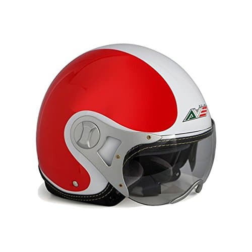 AVE A-15 Valiant Italy Open Face Motorcycle Helmet with Shield (Red, Medium)