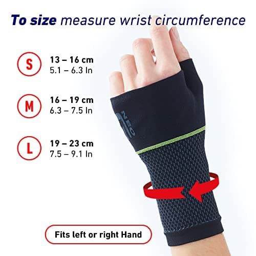 Neo-G Active Wrist Support – For Sports, Golf, Basketball, Football, Yoga, Tennis. For Sprains, Strains, Tendonitis, Injury Recovery - Multi Zone Wrist Compression Sleeve – S