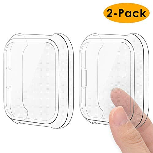 EZCO 2-Pack Screen Protector Compatible with Fitbit Versa Lite Edition, Full Coverage Soft TPU Case Bumper Screen Cover Frame for Versa Lite Editon Smart Watch