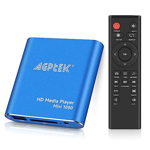 HDMI Media Player, Blue Mini 1080p Full-HD Ultra HDMI Digital Media Player for -MKV/RM- HDD USB Drives and SD Cards