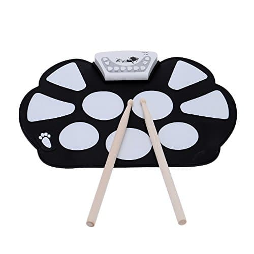 Konix Portable Electronic Roll up Drum Pad Kit Silicon Foldable with Stick