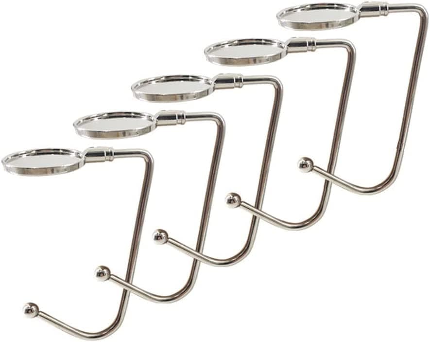 5 Pack Purse Hook Hanger, Metal Hook Long Handbag Hanger for Table Desk,Portable Bag Holder Under Counter Handbags Hook for Women Girl