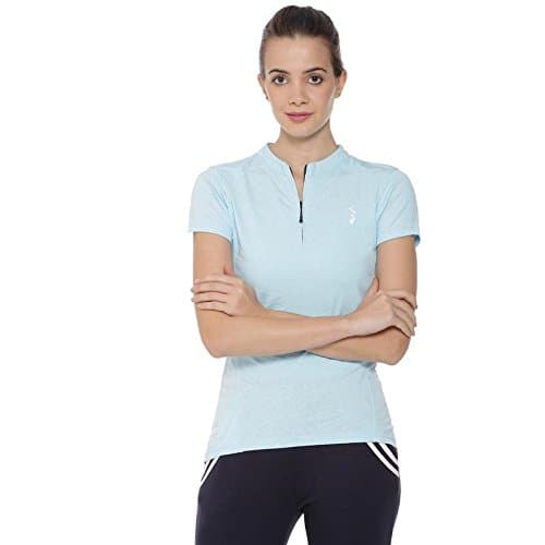 Campus SutraSolid Women Mandarin Collar Light Blue Sports Jersey