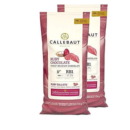 CallebautRuby Chocolate Callets | Recipe RB1 | Crafted from the Ruby Cocoa Bean, No Colourants, No Fruit Flavorings | Case Pack: Two x 22 lb / 10 kg