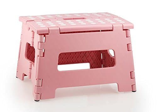 StepSafe? Non Slip Folding Step Stool For Kids and Adults with Handle- 9 in Height, Holds up to 300 Lb! (pink) by StepSafe