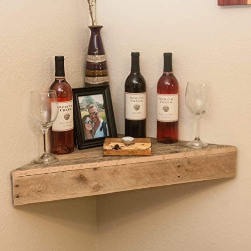 Wood Wall Shelf - Wood Corner Shelf - Rustic Kitchen shelves - Floating Book Shelves - Hung with Keyhole Hooks (attached)