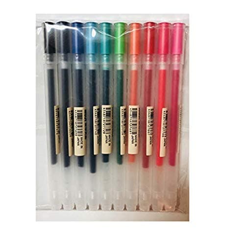 Muji Gel Ink Ballpoint Pens 0.38mm 10-colors Set (Original Version)