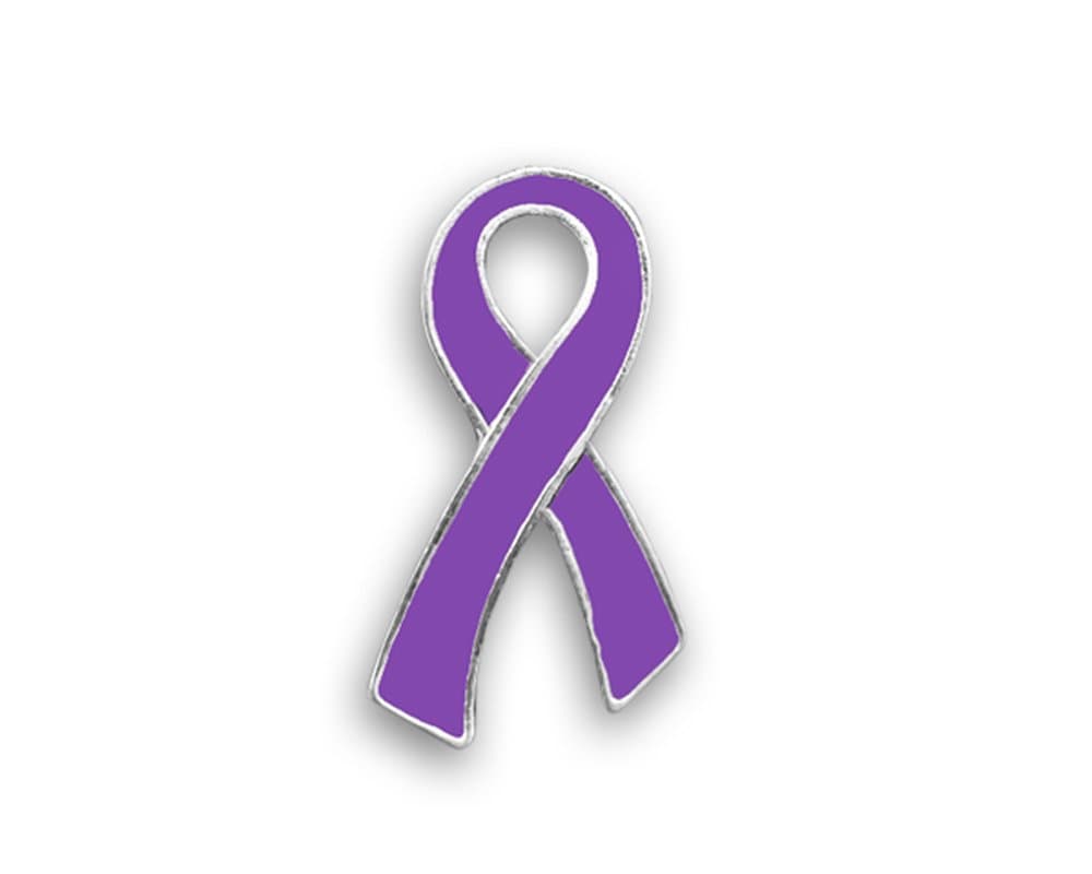 Large Flat Purple Ribbon Pin - Purple Ribbon (RETAIL)