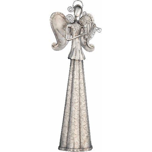 Angel Playing Harp (14.5H) In Handcrafted Metal (T109) by Regal Gift