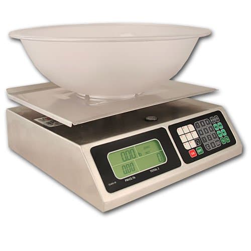 TORREY | 40 Lb. Capacity | Price Computing - Digital Retail Scale | LPC-40L | 11.8" x 8.7" Platform | ZIEIS BigTop 5 Quart NSF Polycarbonate Retail Bowl | Surge Protector | 0.01 Pound Accuracy