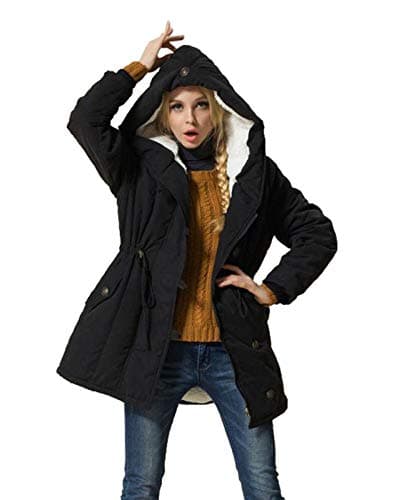 Women's Winter Warm Coat Hoodie Parkas Overcoat Fleece Outwear Jacket with Drawstring