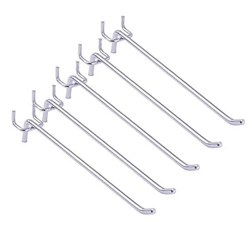 Assortment Peg Board Shelving Stainless Steel Pegboard Hooks and Organizer (Length: 6-inch) - Pack of 10