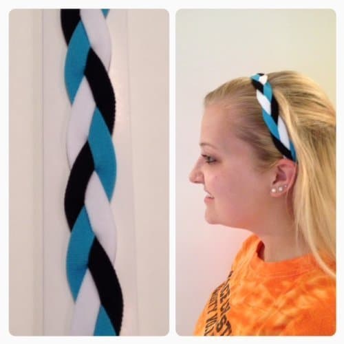 Fabulici Baby Light Blue Black White Braided Headband Softball Running Sports Braided Headbands Sweat Silicone Non Slip Grip No Armour Scrunchy Women Girl Soccer Yoga Running Soccer Basketball