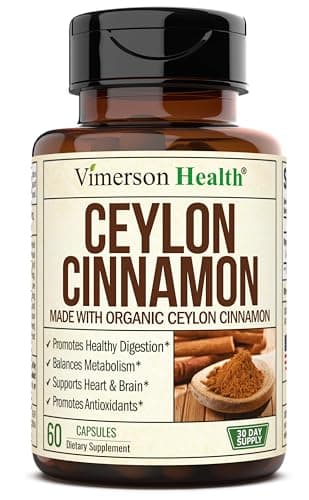 Organic Ceylon Cinnamon Supplement for Healthy Blood Sugar Levels, Joint Support, Brain Function and Cardiovascular & Digestive Systems. Effective Anti Inflammatory & Antioxidant True Cinnamon