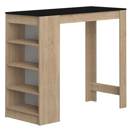 TEMAHOME Aravis High Table Bar, Oak/Black, 50 x 115 x 102.7 cm