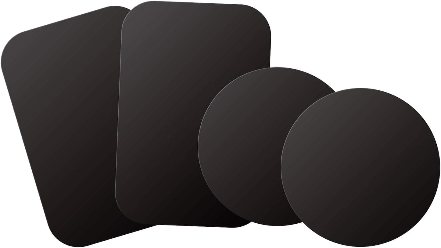 WixGear Mount Metal Plate with Adhesive for Magnetic Cradle-Less Mount - X4 Pack 2 Rectangle and 2 Round (Compatible with Magnetic mounts) (Black)