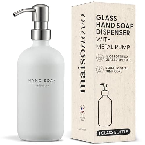 MaisoNovo Soap Dispenser 1-Piece Set | 16.9oz White Bottles with Silver Stainless Steel Pump Core