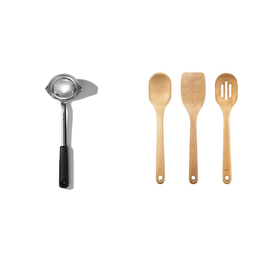 OXOGood Grips Stainless Steel Ladle and Wooden Utensil Set