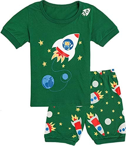 Tkala Fashion Boys Pajamas 100% Cotton Clothes Kids PJS 1-12 Years Children Sleepwear Summer Short Sets (Rocket, 2T)