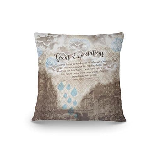 Great Expectations Pillow Cover, Charles Dickens Throw Pillow, Bookworm Decorative Pillow, Literary Gift