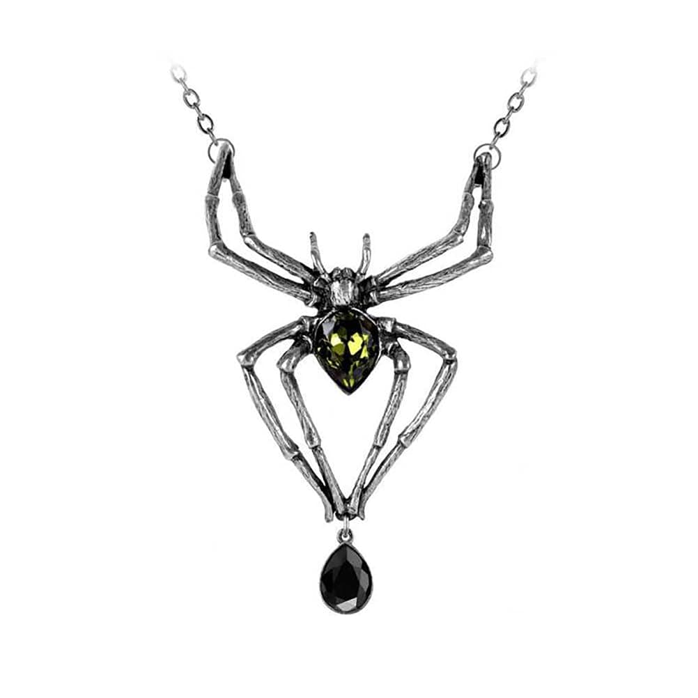 Alchemy Emerald Venom Spider Necklace with Crystals