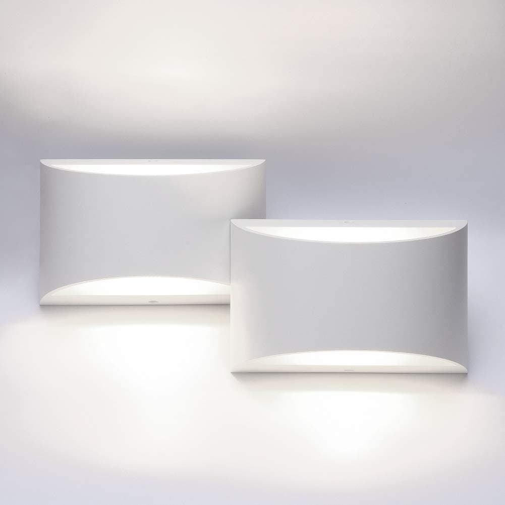 Aipsun Indoor Aluminum Modern LED Wall Sconce Hardwired Interior Wall Lights Set of 2 Up and Down Wall Mount Light for Living Room Bedroom Hallway Corridor Cool White 6000K(with G9 Bulbs)