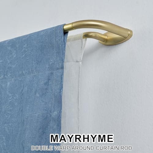 Double Curtain Rods Brass,Room Darkening Drapery Rod 48-84 Inches,Adjustable 3/4 Inches Front and 5/8 Inches Back Quality Metal Rod for Window,Wrap Around Design