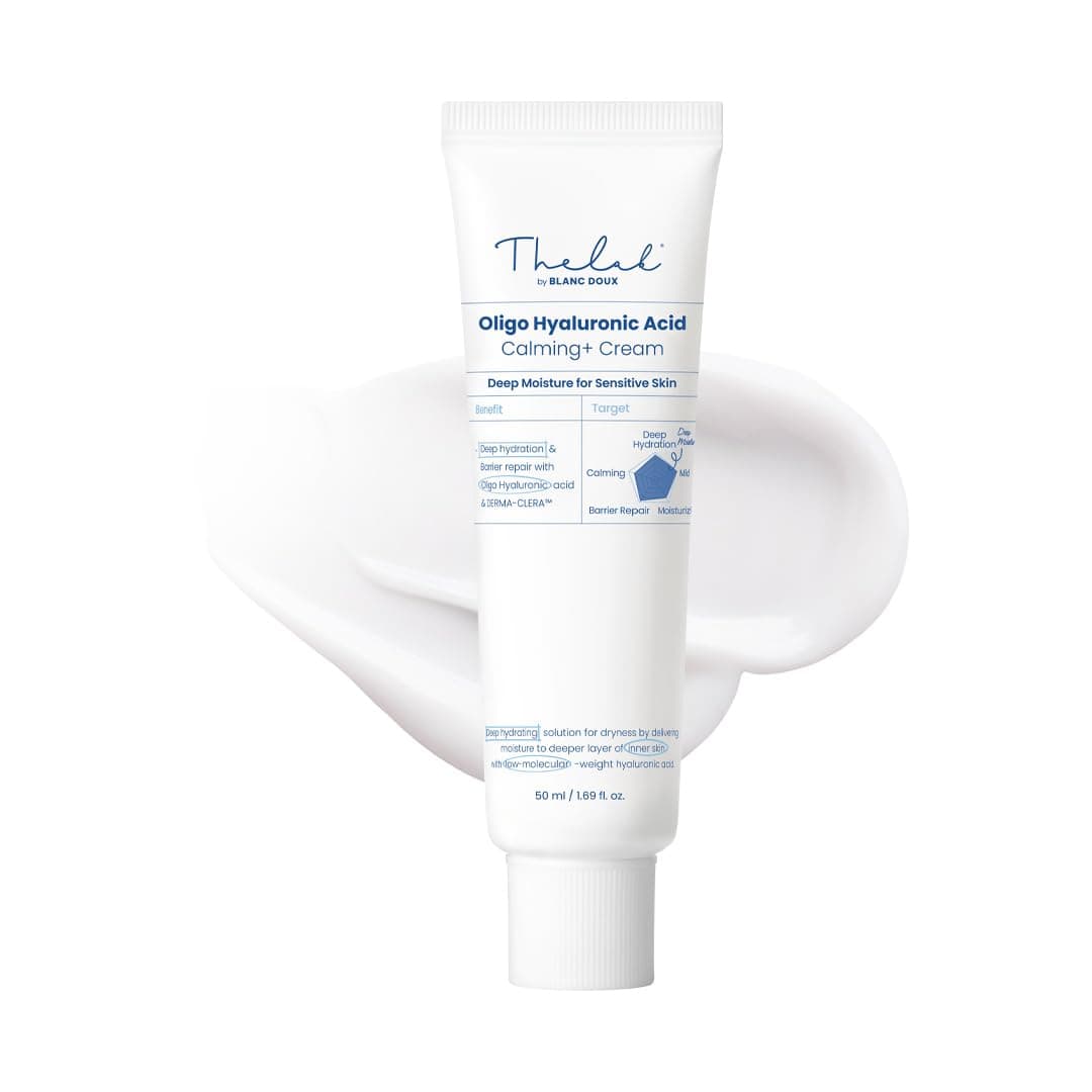 Oligo Hyaluronic Acid Calming Cream 1.69 fl. oz. - K Beauty, Face Moisturizer for Dry Skin with Hyaluronic Acid, Vegan, Soothing Skin Barrier Cream for Sensitive Skin, Gentle Hydrating Cream