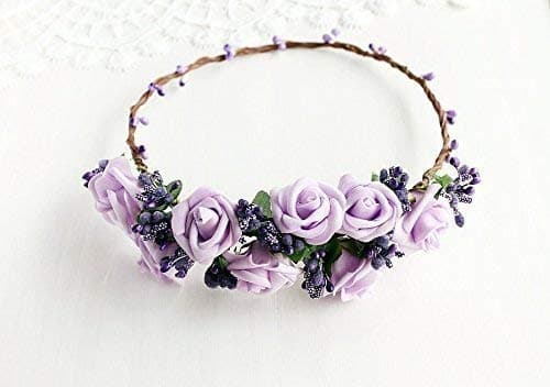 Lilac Rose Circlet, Boho Bridal Crown, Lavender Head Wreath, Boho Bridal Crown, Woodland Headband