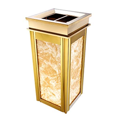 Household Multi-purpose Fashion Trash Can Rose Gold Stainless Steel Trash Can Rectangular Kitchen Trash Bin Outdoor Garbage Cans With Lid For Hotel Corridor Office Bar Mall KTV For Kitchen Living Room