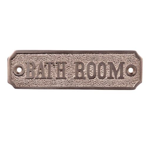 Adonai Hardware "BATH ROOM" Brass Door Sign (Satin Nickel)