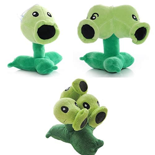 MIAOGO Peluche Plants vs.Zombies 3pcs Plants vs Zombies Peashooter Plush Toys PVZ Plants Peashooter Split Pea Plush Stuffed Toys for Children Kids Gifts