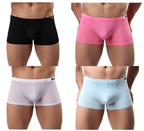 YuKaiChenMen's Trunks Underwear Silk Boxer Briefs Short Leg