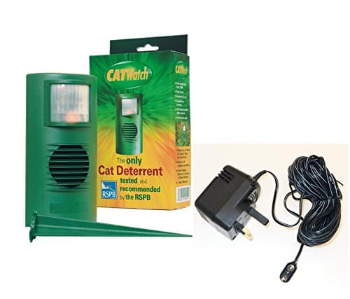 CATwatch - the RSPB approved ultrasonic cat deterrent to keep cats away from the garden.. COMPLETE with AC adapter Kit
