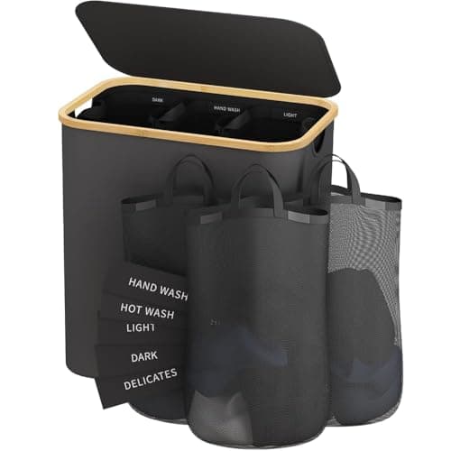 Laundry Hamper 3 Section, 160l Extra Large Hampers For Laundry Basket With Lid, Dirty Clothes Hamper Laundry Basket Organizer For Bedroom,Laundry Room