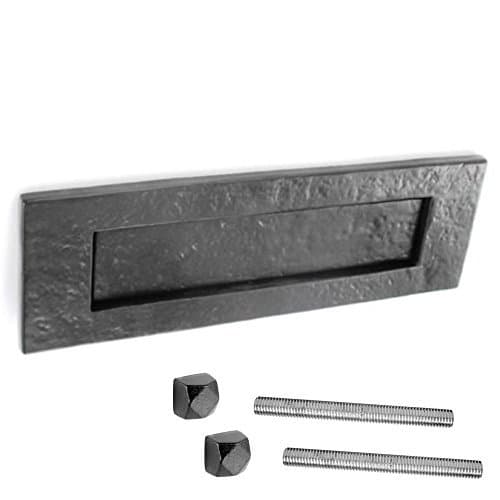 Sprung Letter Plate Black Antique Cast Iron