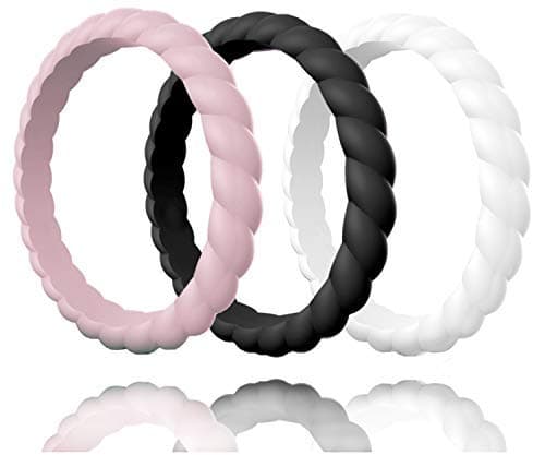 Stackable Silicone Wedding Ring for Gym Sports Outdoor Women, Durable Rubber Band Pack of 3-7-10