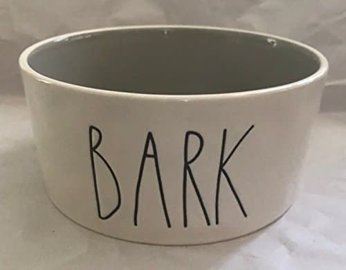 Rae Dunn Magenta Ceramic 6" Diameter x 3" Deep Pet Food Bowl Dog Dish BARK - Cream/Light Grey Dishwasher Safe