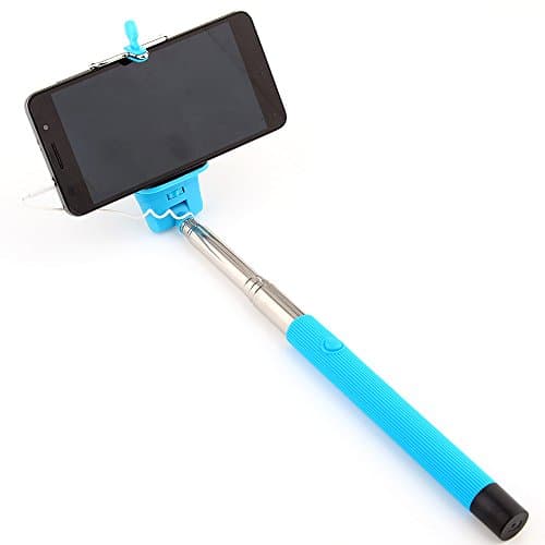 Selfie Stick No Bluetooth with Inner Extendable Cable Control Main for Apple Iphone 6/6 Plus/5/4, Ipod, Samsung Galaxy S6/s5/s4/s3, Note 4/3/2 and More (BLUE)
