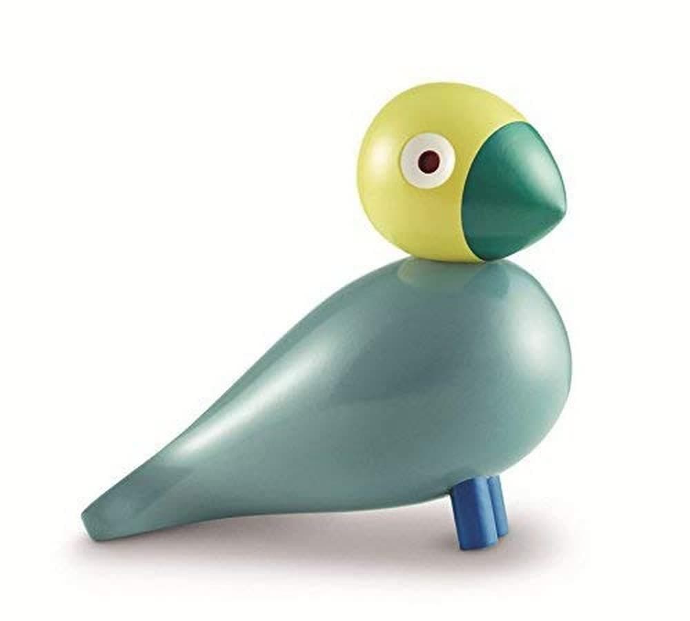 Kay Bojesen Wooden Bird Figurine Song Bird Sunshine Turquoise
