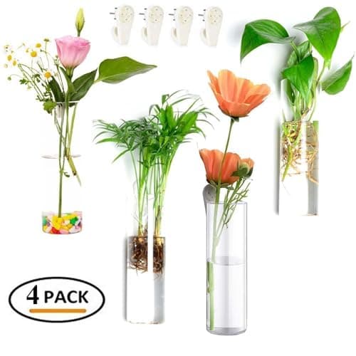 DZHJKIO Set of 4 Hanging Glass Planters for Indoor Outdoor Plants